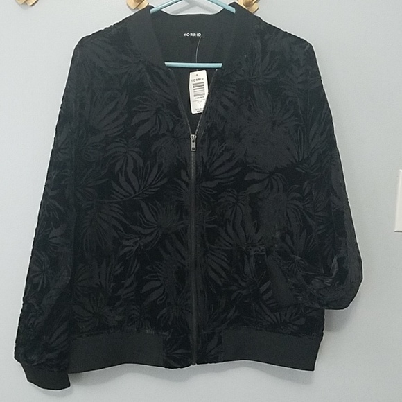 torrid Jackets & Blazers - TORRID Black Velvet Bomber Jacket 1X